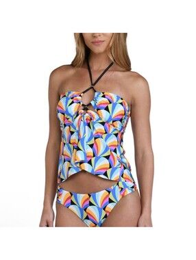Sunshine 79 Hang Loose Bandeau Tankini Top Colorful Charm Ties Size 4 NEW